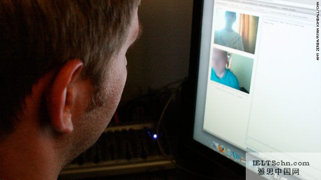 Chatroulette pairs random strangers for video talks, as shown in this photo illustration. Users click "next" to go on to a new chat.